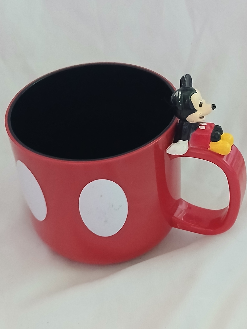 Disney Red and Black Mickey Mouse Polka Dot Ceramic Mug